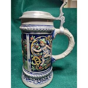 ANTIQUE GERZ WEST GERMAN BEER STEIN RARE HANDPAINTED WITH GOLD